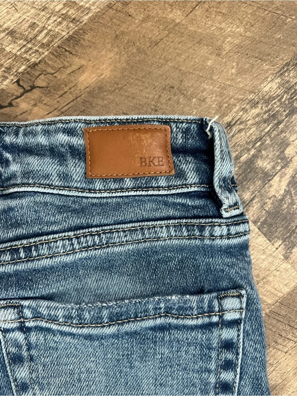 BKE Distressed Wide-Leg Jeans - Blue